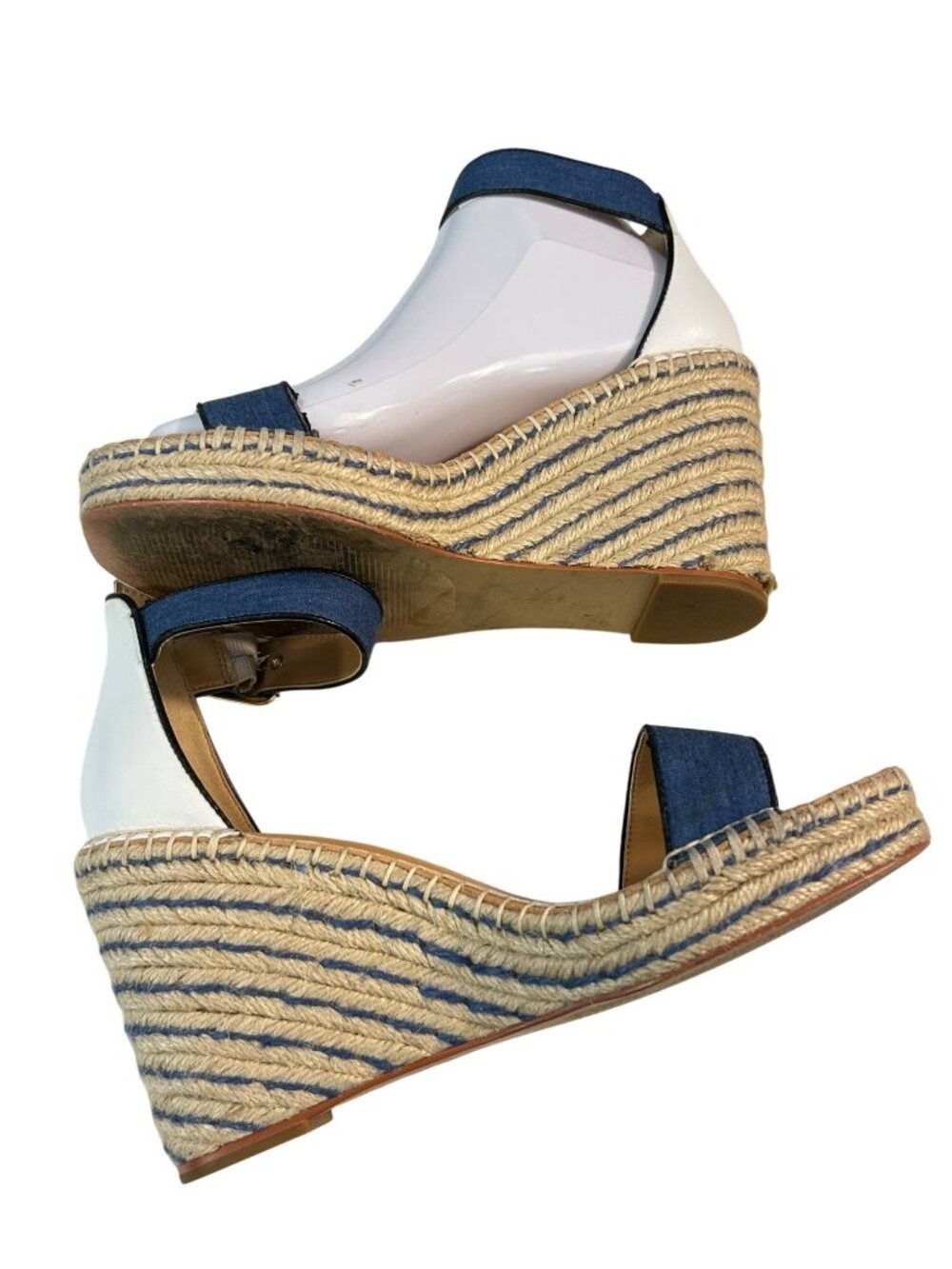 Cabi Shoes Cabi Blue & White Parker Espadrille Wedges Women's 6019 size 7